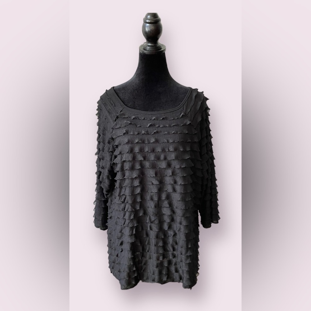 Ashley J: Black Ruffle Blouse